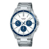 Casio Men's Watch Analog White Dial with Silver Stainless Steel Band, MTP-1374D-7A2VDF